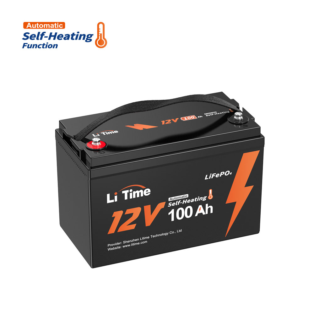 LiTime 12V 100Ah Selbstwärmende LiFePO4 Batterie mit 100A BMS, -20