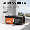 Die Abmessungen von LiTime 12V 200Ah Plus LiFePO4 Batterie