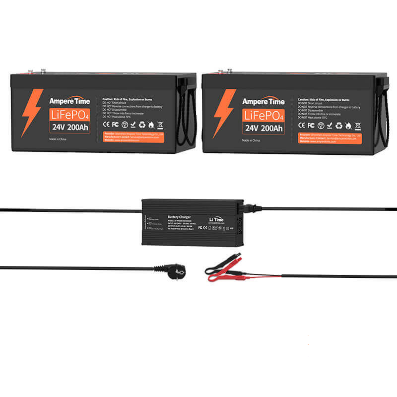 Amperski čas 24 V 200 Ah 5,12 kWh LiFePO4 baterija globokega cikla z daljšim časom delovanja, integriranim 200 A BMS