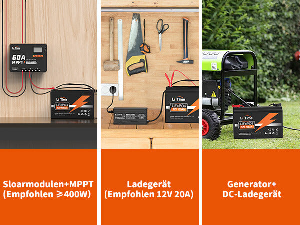 Die verschiedene Weise, die LiTime Lithium Batterie aufzuladen