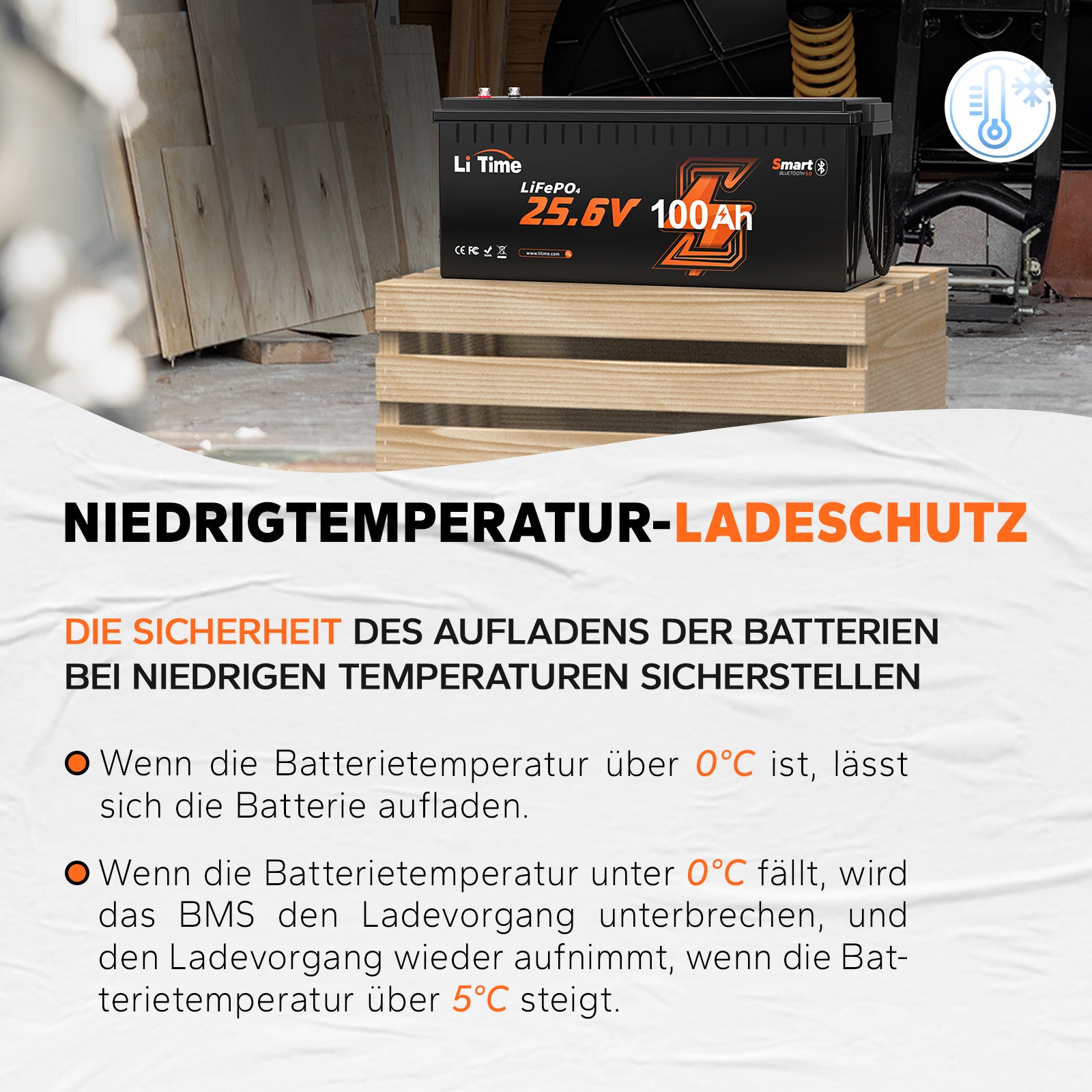 LiTime 24V 100Ah mit Bluetooth mit Kälteschutz