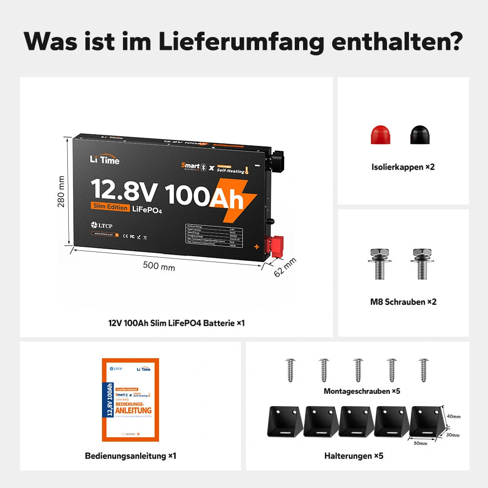 【NEU!】LiTime 12V 100Ah Ultra Slim LiFePO4 mit Bluetooth & Selbsterwärmung – für Wohnmobile, Pickups & Campervans