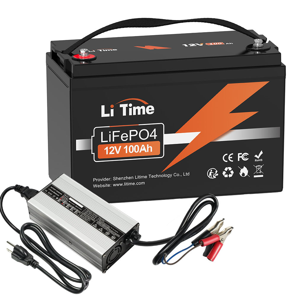LiTime 12V 100Ah LiFePO4 Lithium Batterie und Lithium Ladegerät für 12V Batterie