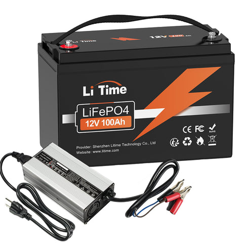 LiTime 12V 100Ah LiFePO4 Lithium Batterie und Lithium Ladegerät für 12V Batterie