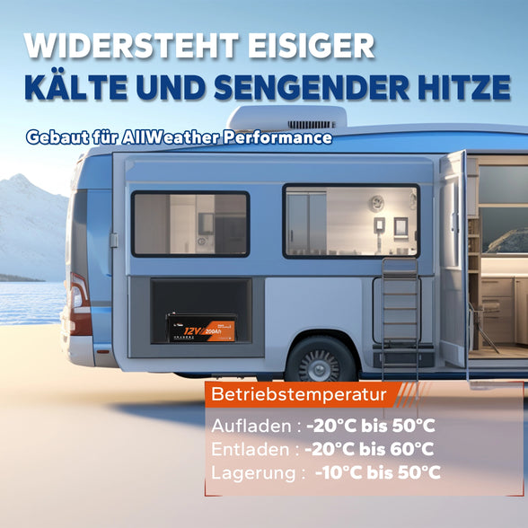 LiTime 12V 200Ah LiFePO4-Batterie widersteht eisiger Kälte und sengender Hitze