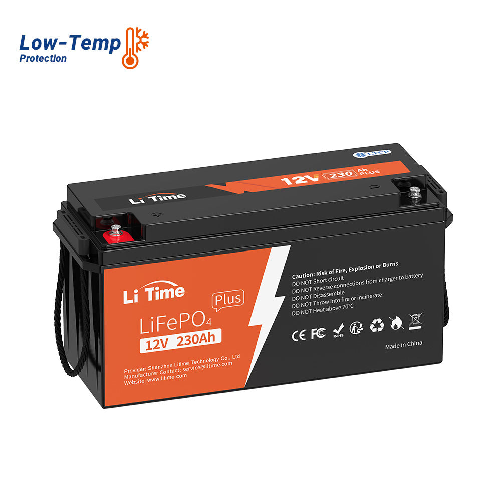 【0% MwSt.】LiTime 12V 230Ah Plus Low-Temp-Schutz LiFePO4 Batterie Eingebautes 200A BMS, Max 2944Wh Energie