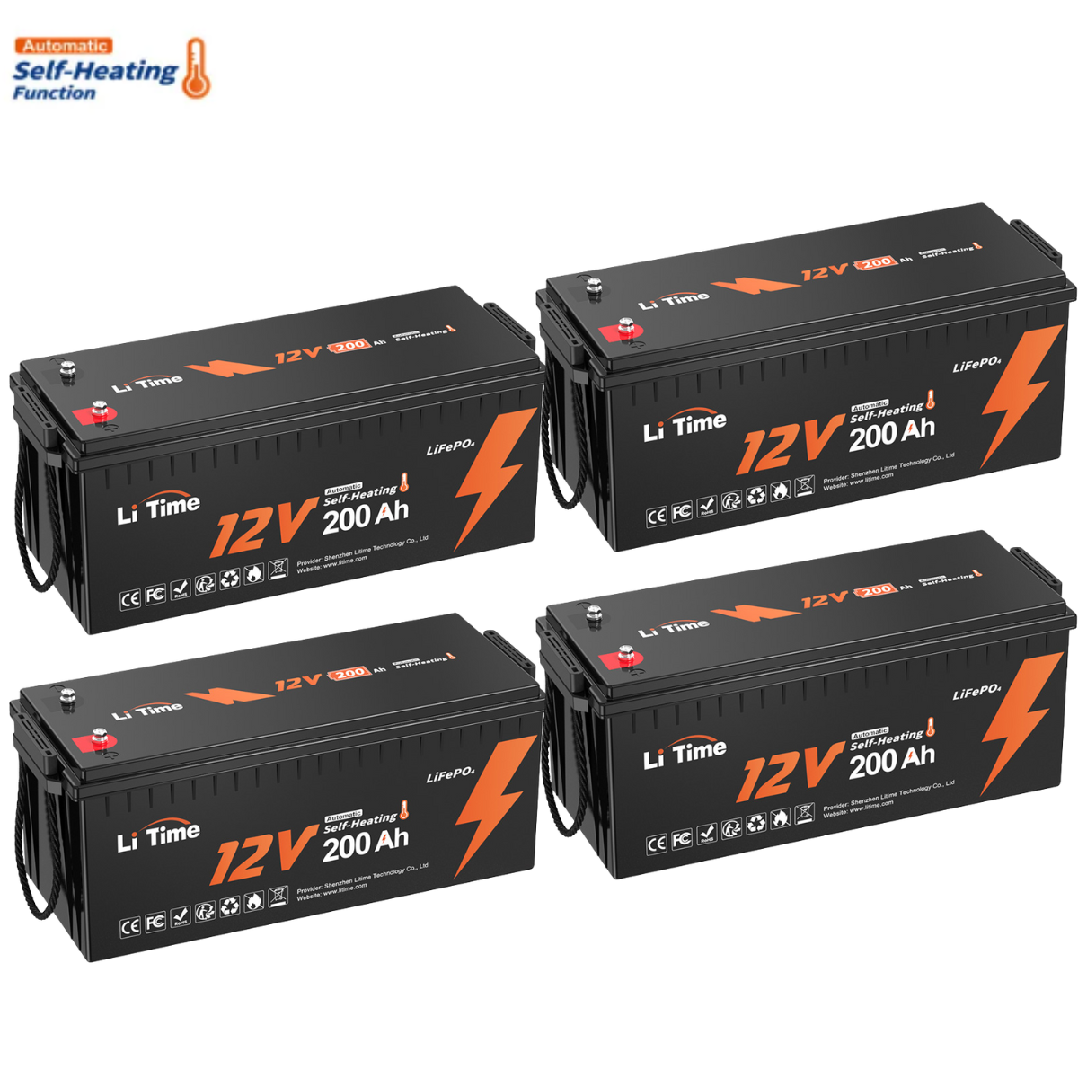 🔥Precio final: 721,99 €🔥Batería de litio LiFePO4 autocalentable LiTime de 12 V y 200 Ah con BMS de 100 A, compatible con carga a baja temperatura -20 °C