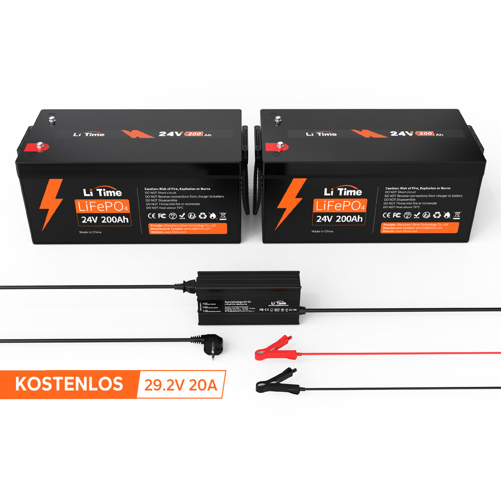 Paquete de 2 baterías LiTime de 24 V y 200 Ah