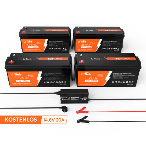 4× akumulatory 12V 200Ah Plus🔥I gratis ładowarka 14,6V 20A dla Ciebie🔥