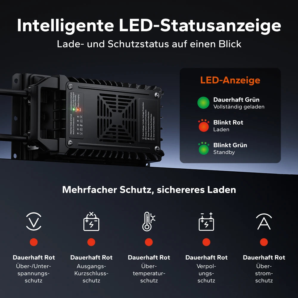 LiTime 24V (29,2 V) 20 A wasserdichtes Lithium-Batterieladegerät zur Festmontage