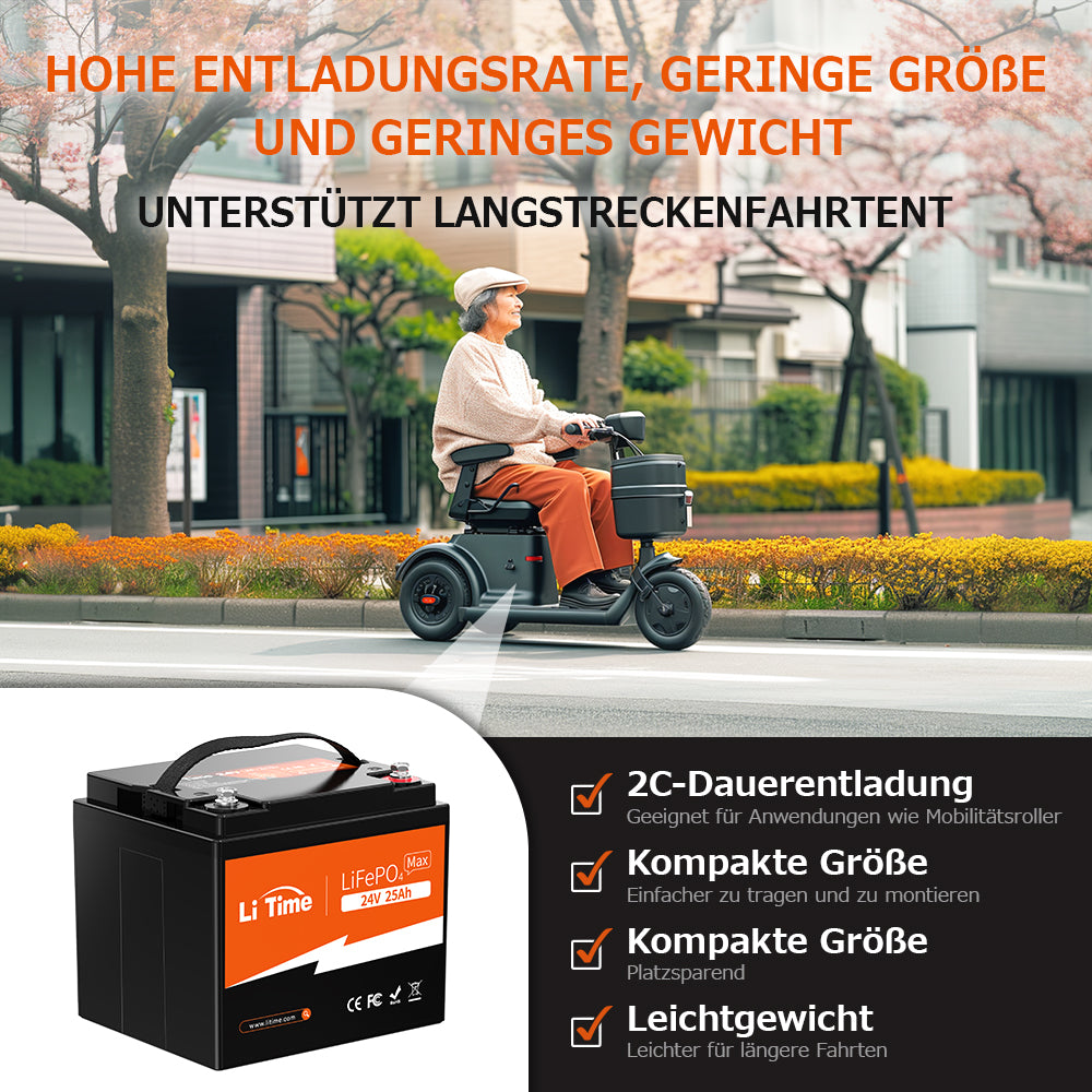 【No longer available】LiTime 24V 25Ah 2C lithium battery - high-performance solution for agriculture, medical technology & emergency devices