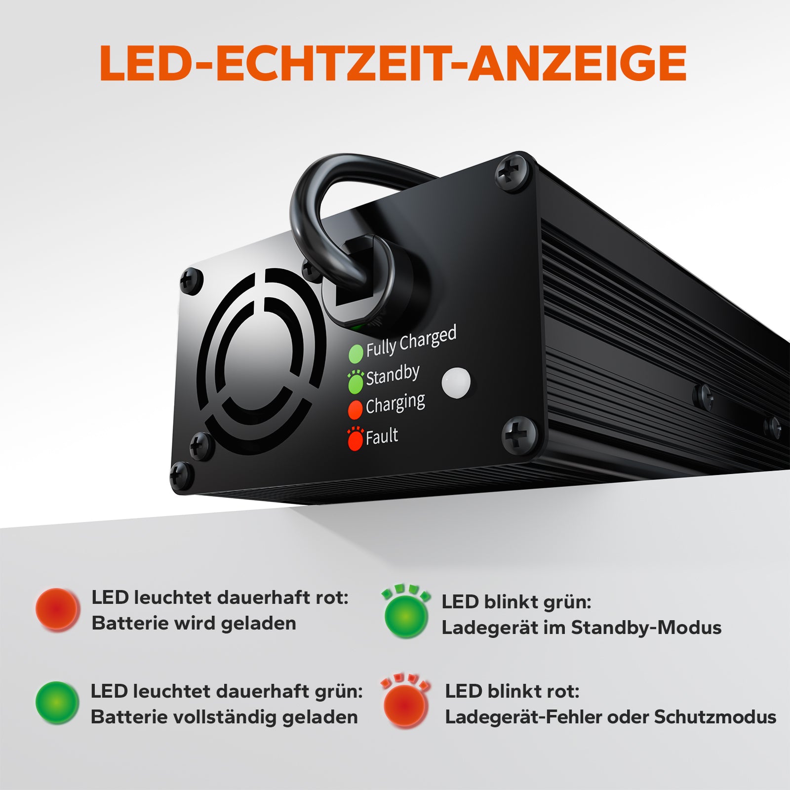 LiTime LiFePO4 Ladegerät 12V 10A Ladestatus-LEDs