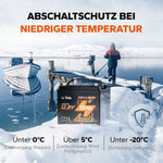 Lithium Batterie verfügt über Abschaltschutz bei niederiger Temperatur