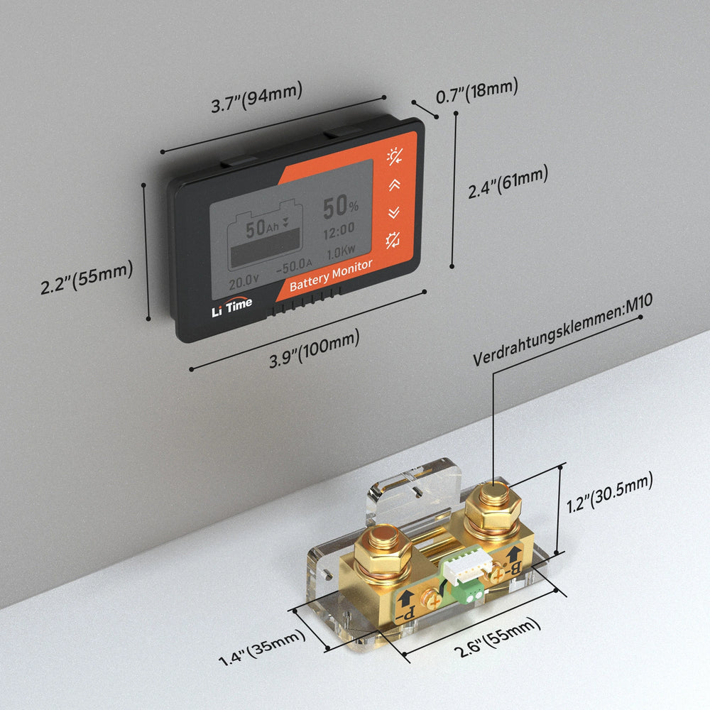 LiTime 500A battery monitor with LCD display and shunt – LiTime-DE