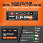 LiFePO4 51,2 V 100 Ah mit großem, 8,9 cm großem, intelligentem Touchscreen