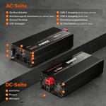 Litime 3000W Pure Sinsus Waves Inverter 12VDC til 230VAC Konverter