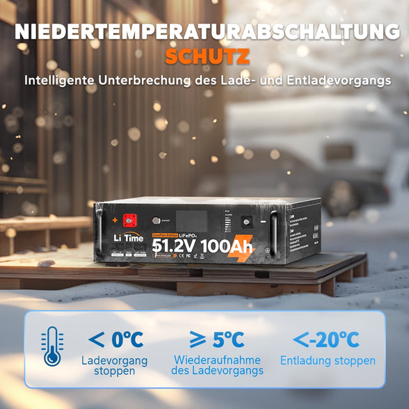 LiTime LiFePO4 51.2v 100ah Batterie
mit Niedertemperaturschutz