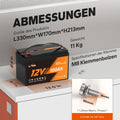Die Abmessungen von LiTime 12V 100Ah LiFePO4 Batterie mit Selbsterwärmung-Funktion
