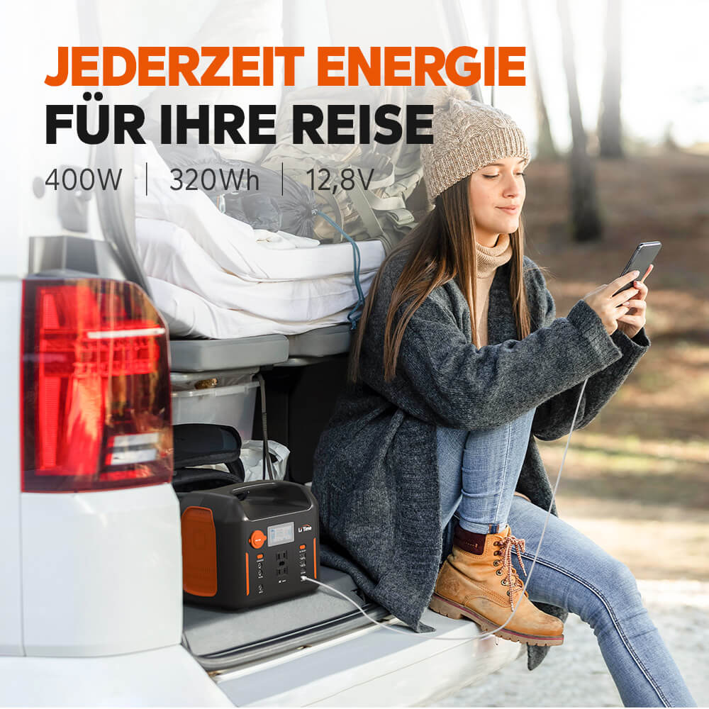 【0% VAT】Przenośna elektrownia LiTime | 400W 320Wh (TYLKO dla budynków mieszkalnych i TYLKO w DEU - tylko dla klientów w Niemczech)