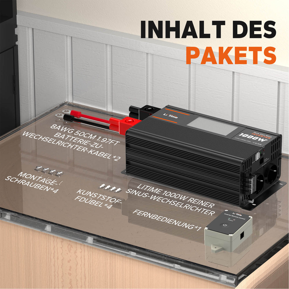 [Kasutatud, nagu uus] LiTime 1000 W puhas siinuslaine toiteinverter 12VDC kuni 230VAC muundur