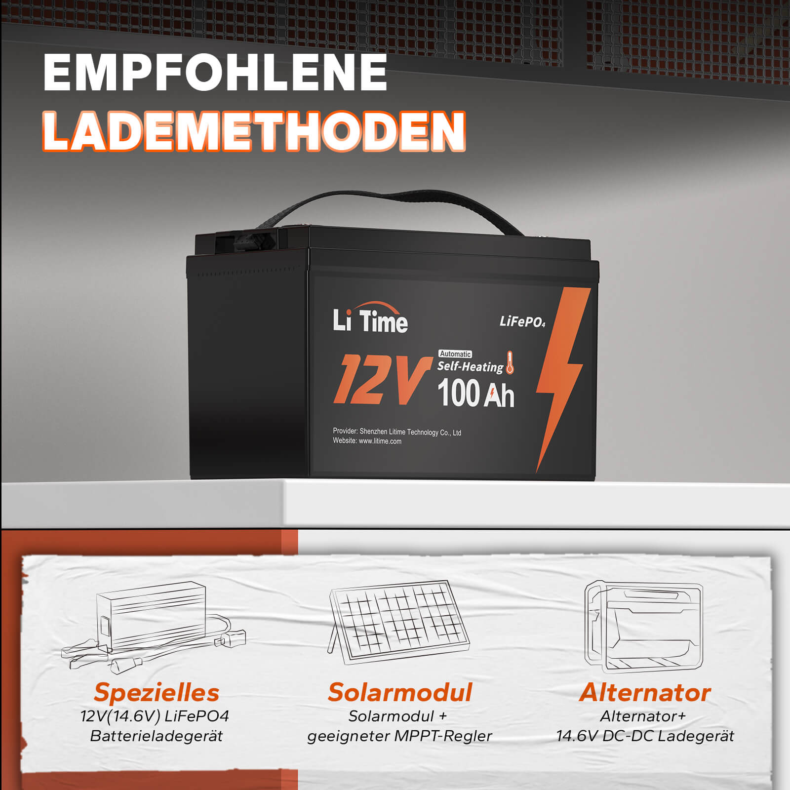 0% MwSt.】LiTime 12V 100Ah Selbstwärmende LiFePO4 Batterie mit 100A BM –  LiTime-DE