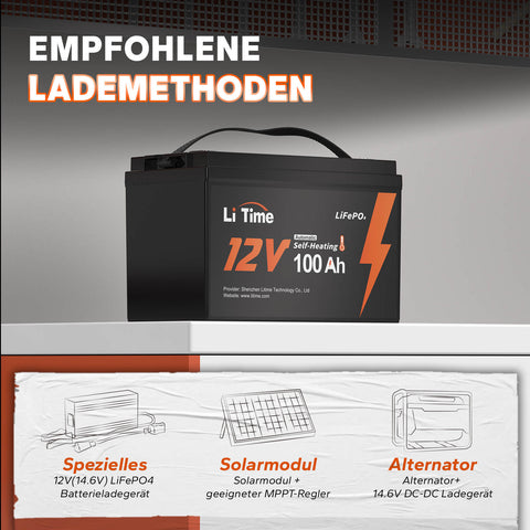 【0% MwSt.】LiTime 12V 100Ah Selbstwärmende LiFePO4 Batterie mit 100A BMS, Tieftemperaturschutz
