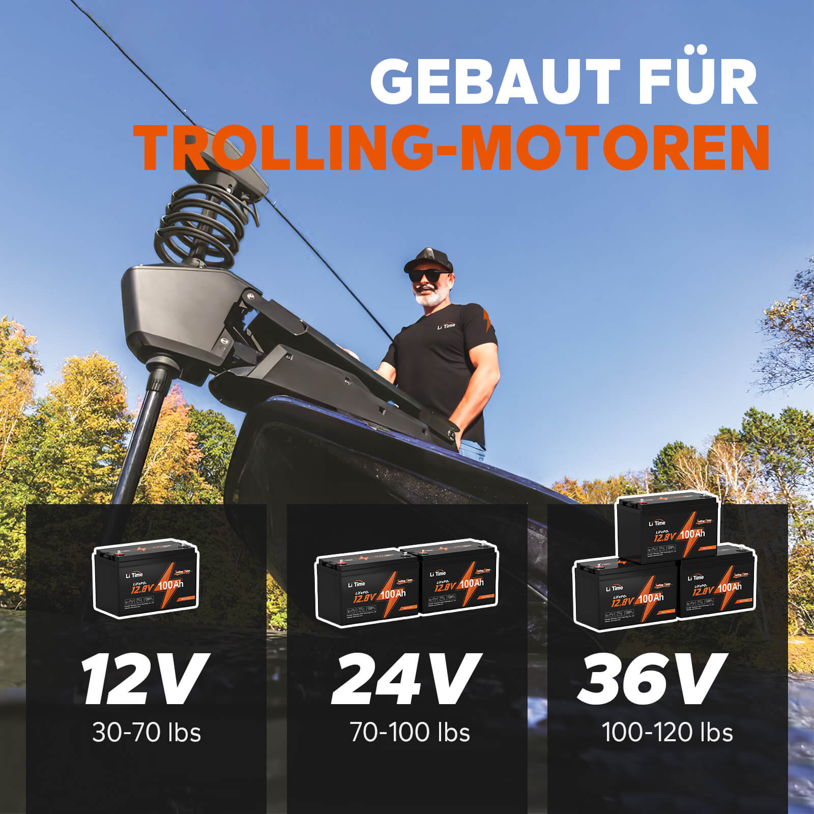 ⚡Endpreis: 299,99 €⚡ LiTime 12V 100Ah TM LiFePO4-Bootsbatterie mit Tieftemperaturschutz für Elektromotoren