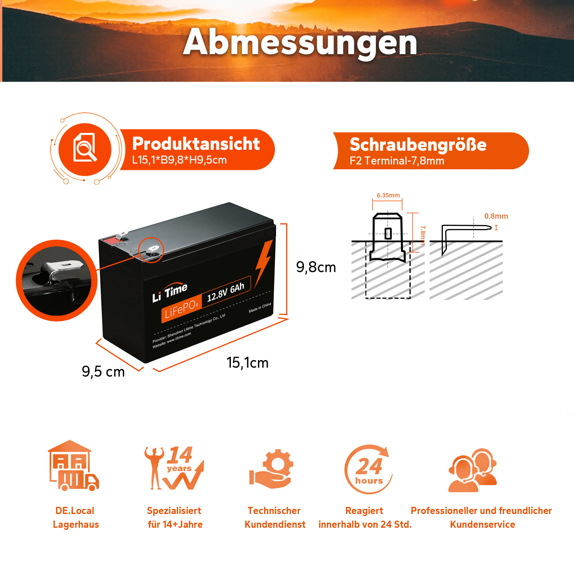 12v 100ah 6ah lifepo4 Batterie 4000 tiefe Zyklen Lithium batterien