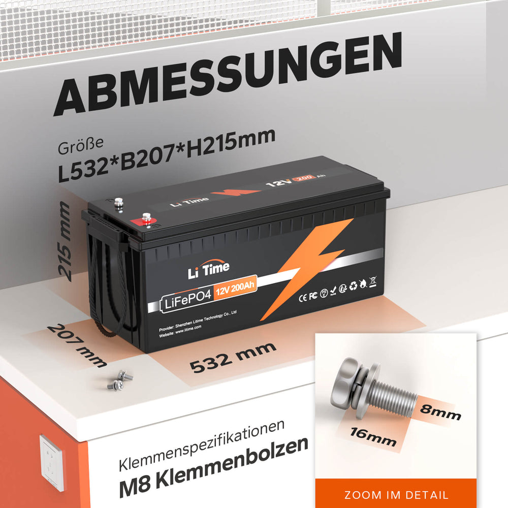 【0% MwSt.】4* LiTime 12V 200Ah Batterien & 1* kostenloses 14,6V 10A Ladegerät🆓