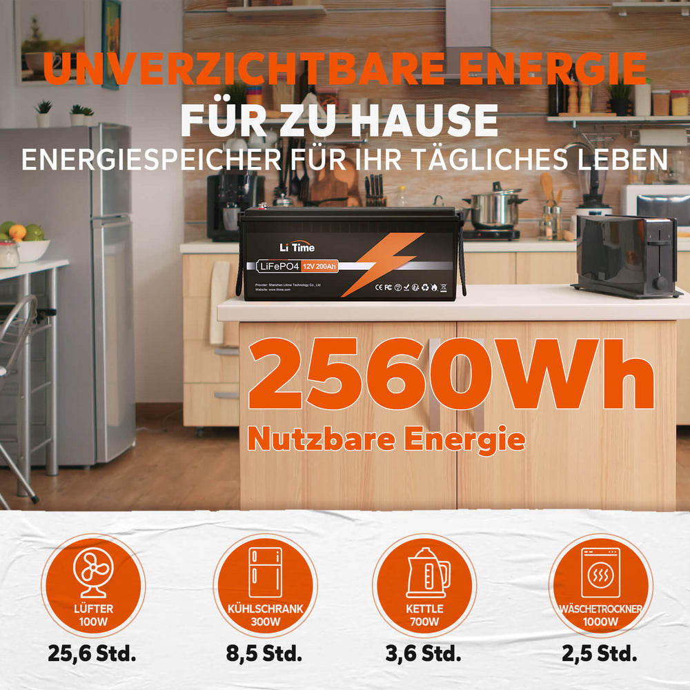 【0% MwSt.】4* LiTime 12V 200Ah Batterien & 1* kostenloses 14,6V 10A Ladegerät🆓