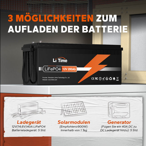 🔥SALE【0% MwSt.】4* LiTime 12V 200Ah Batterien & 1* kostenloses 14,6V 10A Ladegerät👏