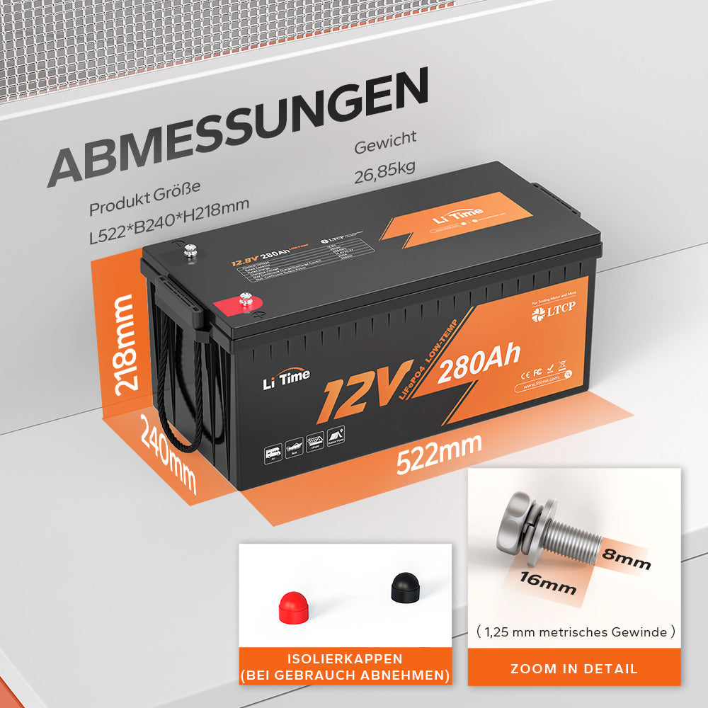 LiTime 12V 280Ah Abmessungen