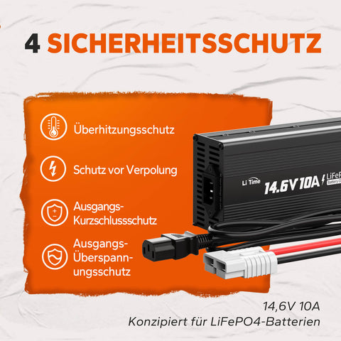 LiTime 14.6V 10A caricabatteria al litio per batteria al litio 12V LiFePO4