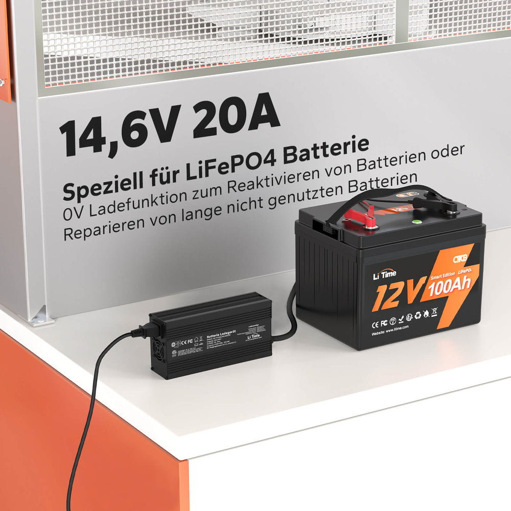 ✅Необходимо✅Зарядно устройство за литиеви батерии LiTime 14.6V 20A за 12V LiFePO4 батерии