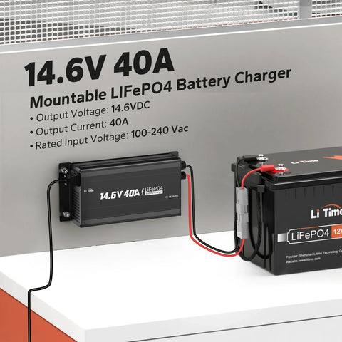 LiTime 14,6V 40A Montierbares Lithium-Batterieladegerät