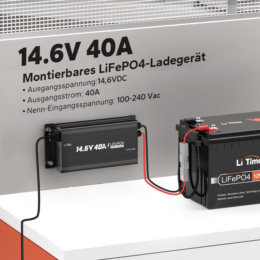 [Kasutatud - nagu uus] LiTime 14,6 V 40 A paigaldatav liitiumaku laadija