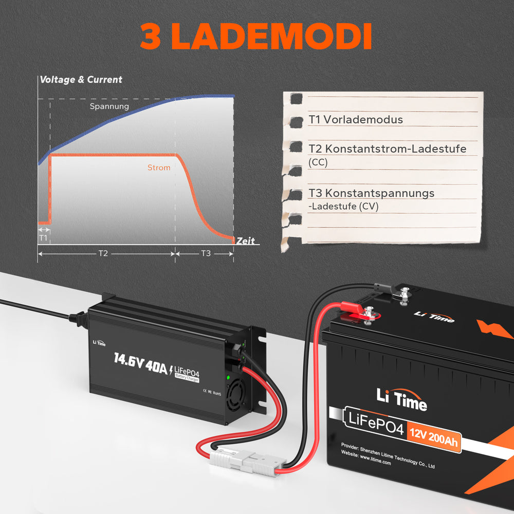 [Kasutatud - nagu uus] LiTime 14,6 V 40 A paigaldatav liitiumaku laadija