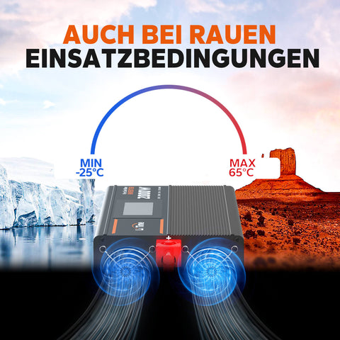 LiTime 2000W Reiner Sinsuswellen Wechselrichter 12VDC zu 230VAC Konverter