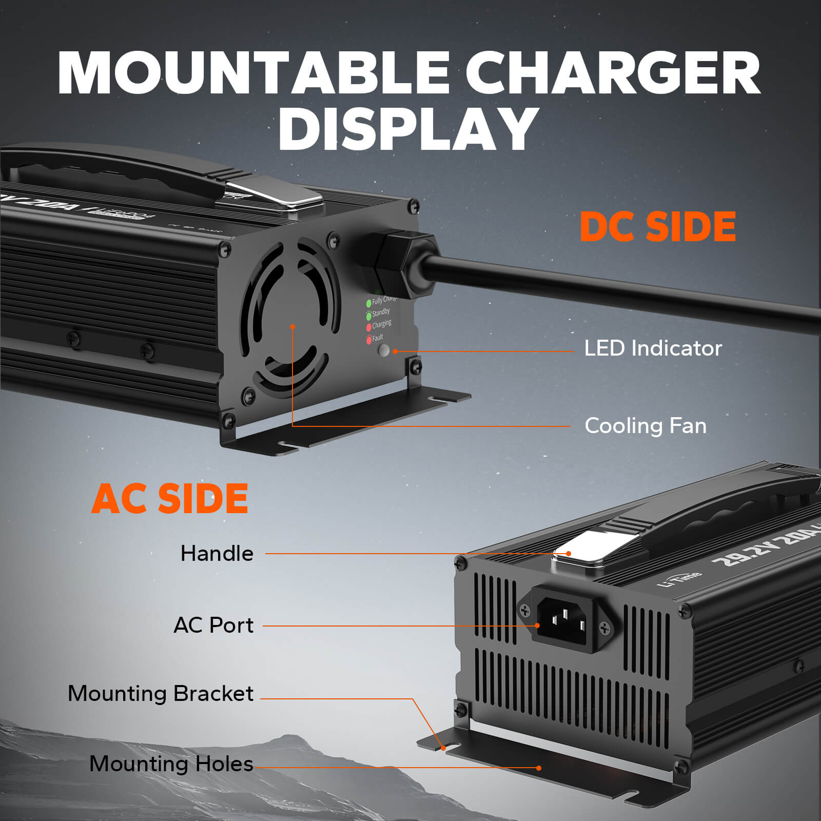 LiTime 29.2V 20A Lithium Batterieladegerät für 24V LiFePO4 Lithium Batterie