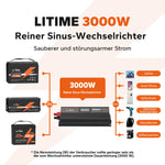 [Brukt-lignende ny] Litime 3000W Reiner Sinsus Waves Inverter 12VDC til 230VAC Konverter