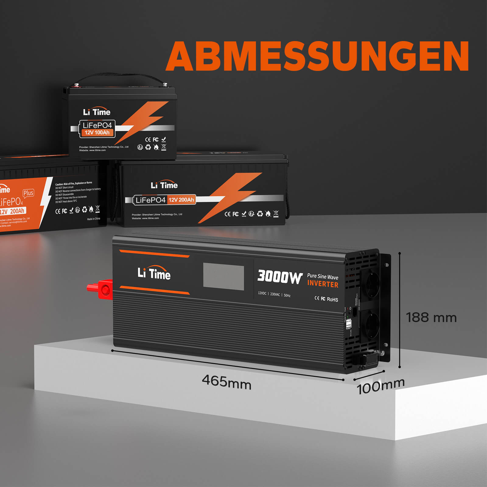 [Brukt-lignende ny] Litime 3000W Reiner Sinsus Waves Inverter 12VDC til 230VAC Konverter