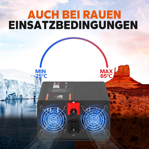 [Gebraucht-Like New] LiTime 3000W Reiner Sinsuswellen Wechselrichter 12VDC zu 230VAC Konverter
