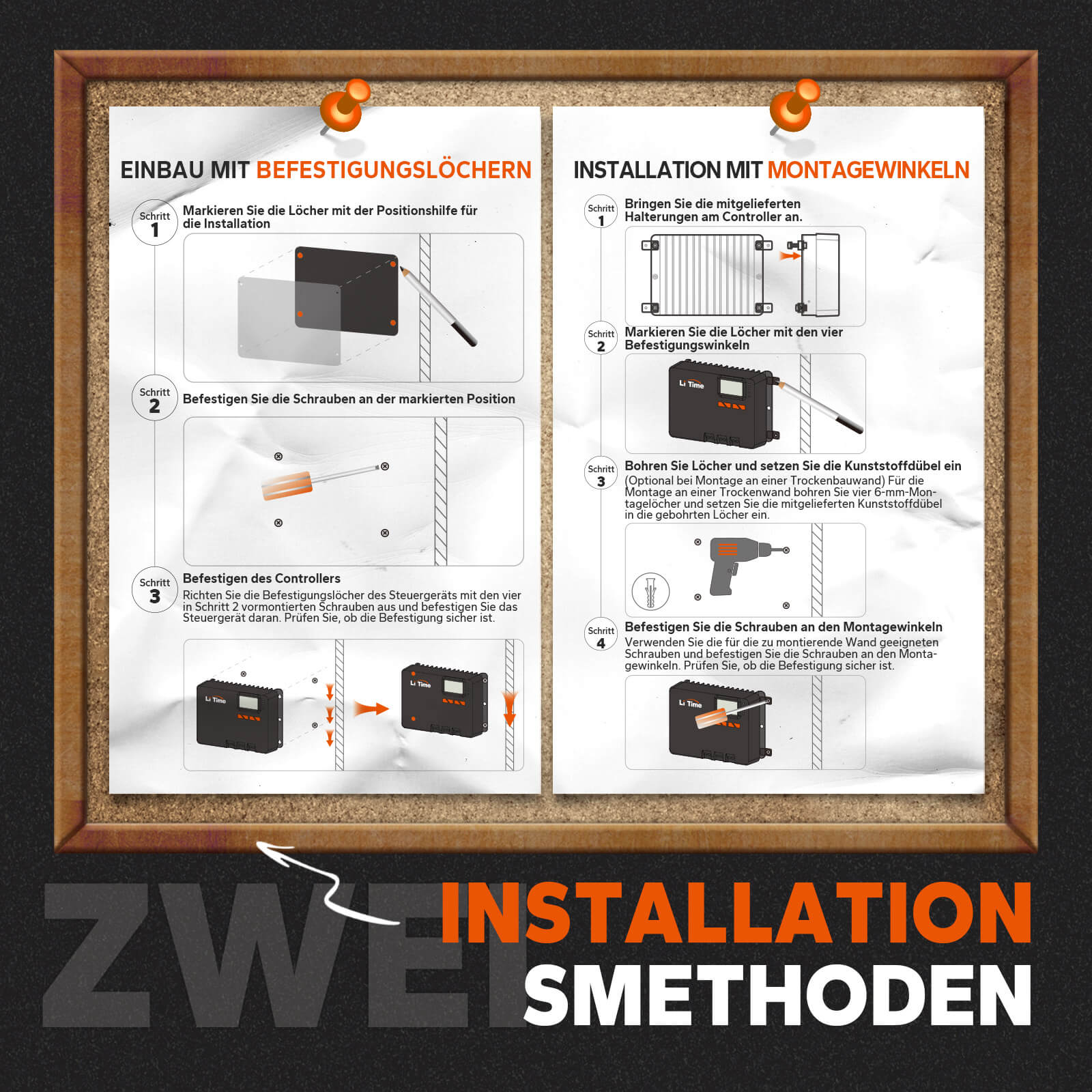 Zwei Installationsmethoden LiTime Laderegler
