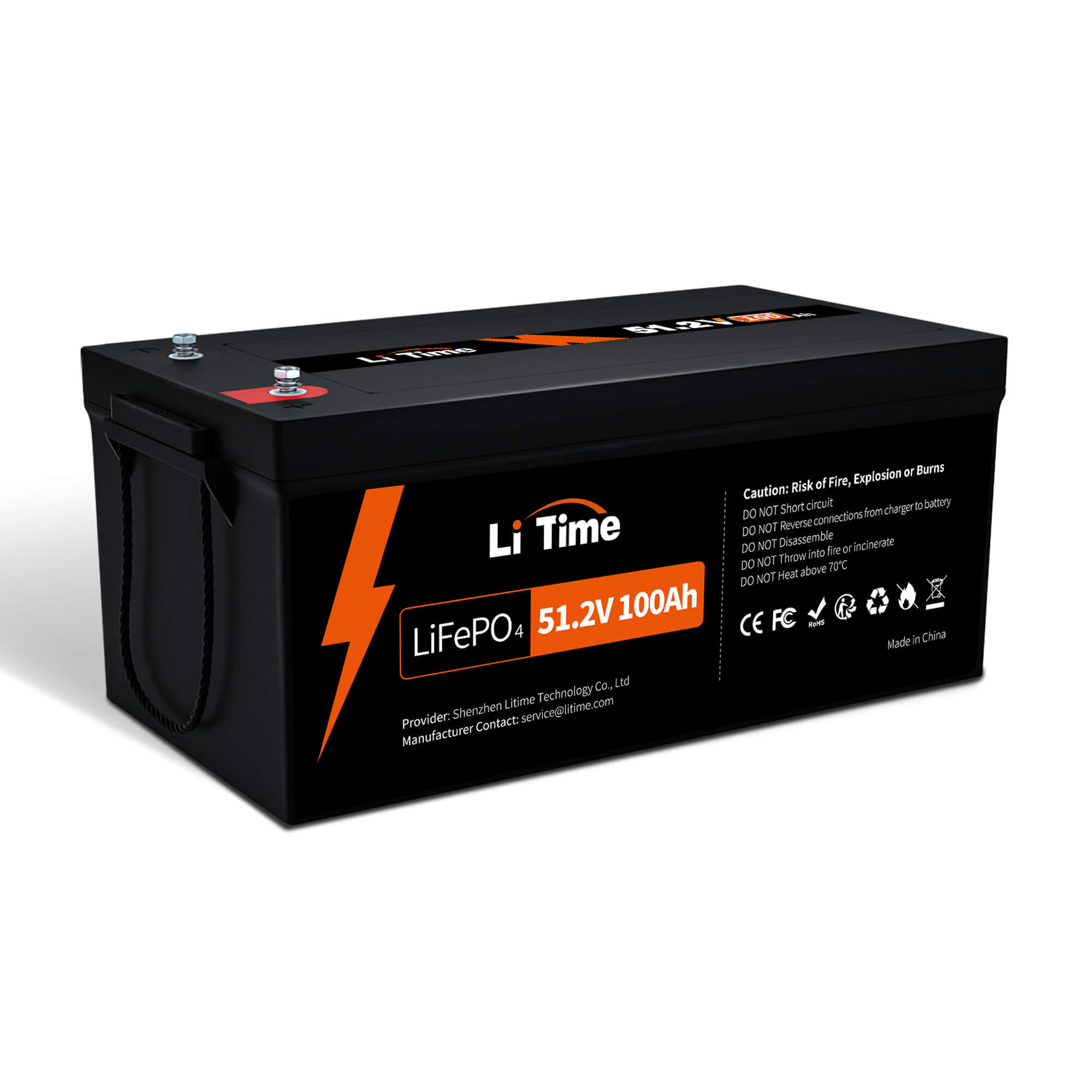 0% MwSt.】LiTime 51,2V 100Ah LiFePO4 Batterie mit 16 Zellen
