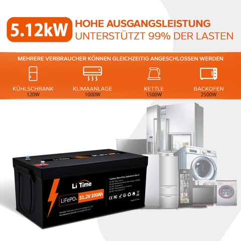 ⚡Endpreis: €1344,53⚡【0% MwSt.】LiTime 51,2V 100Ah LiFePO4 Batterie mit 64 Zellen