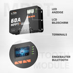 Litime 60A MPPT 12V/24V/36V/48V Автоматичен DC входен слънчев товарач с Bluetooth адаптер