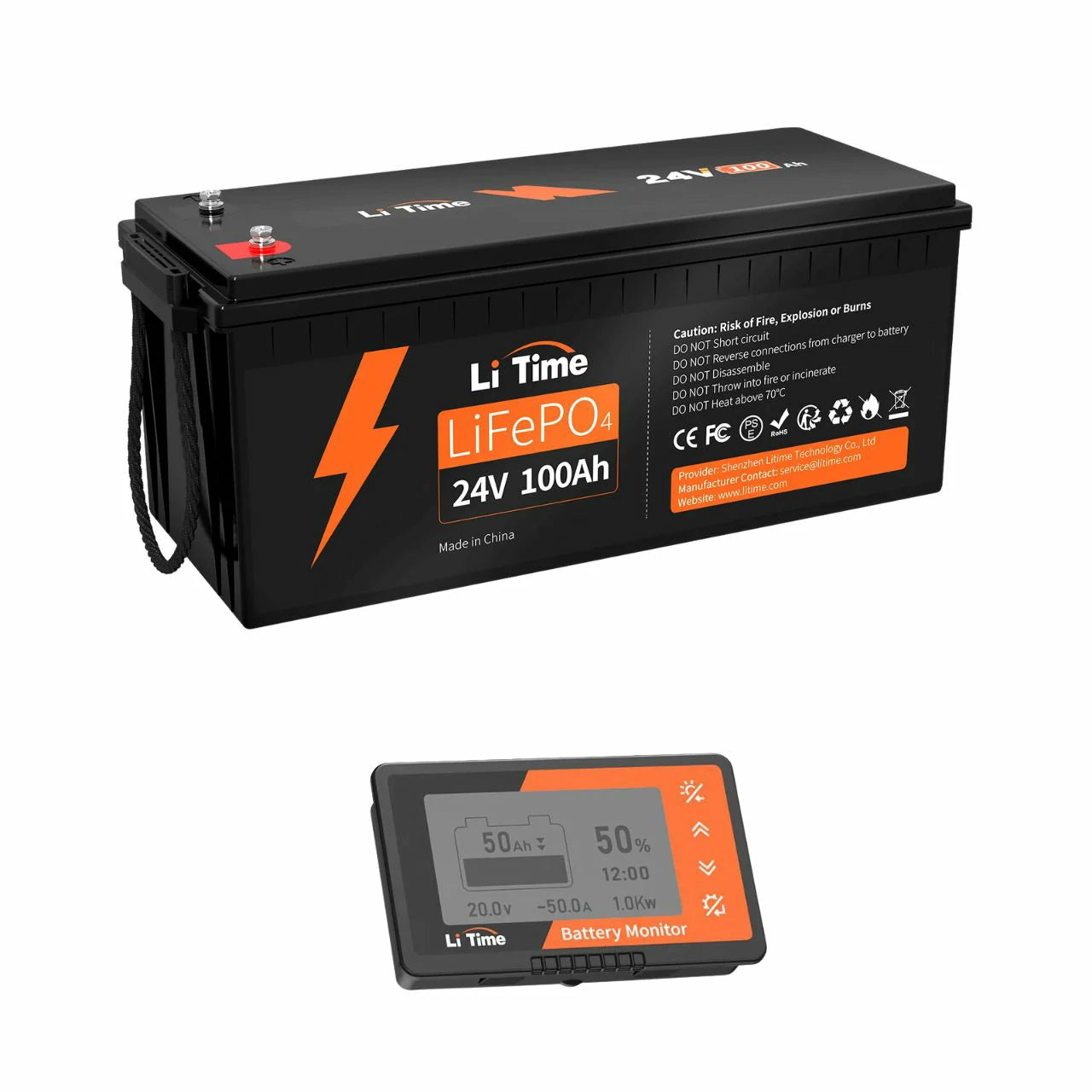 LiTime LiFePO4 24V 100Ah Deep Cycle Lithium-Ionen Batterie