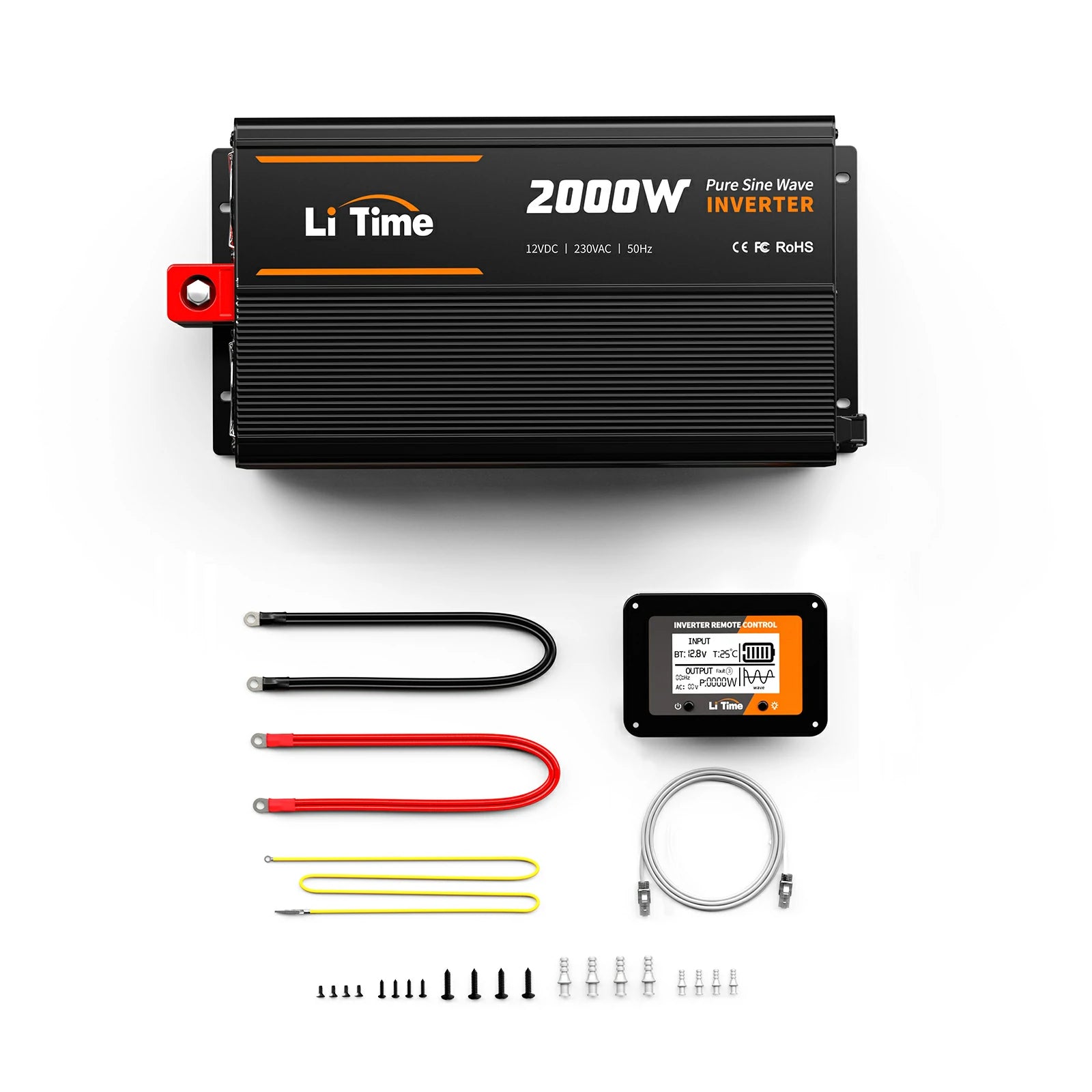Litime 2000w Reiner Sinsuswellen Inverter 12VDC až 230VAC Konverter