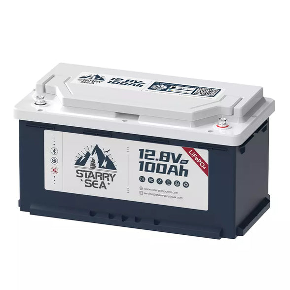 Litime 12V 100ah H190 LifePo4 Battery, Hoch188mm, 1280wh, 100A BMS, maks. 15000 sykluser