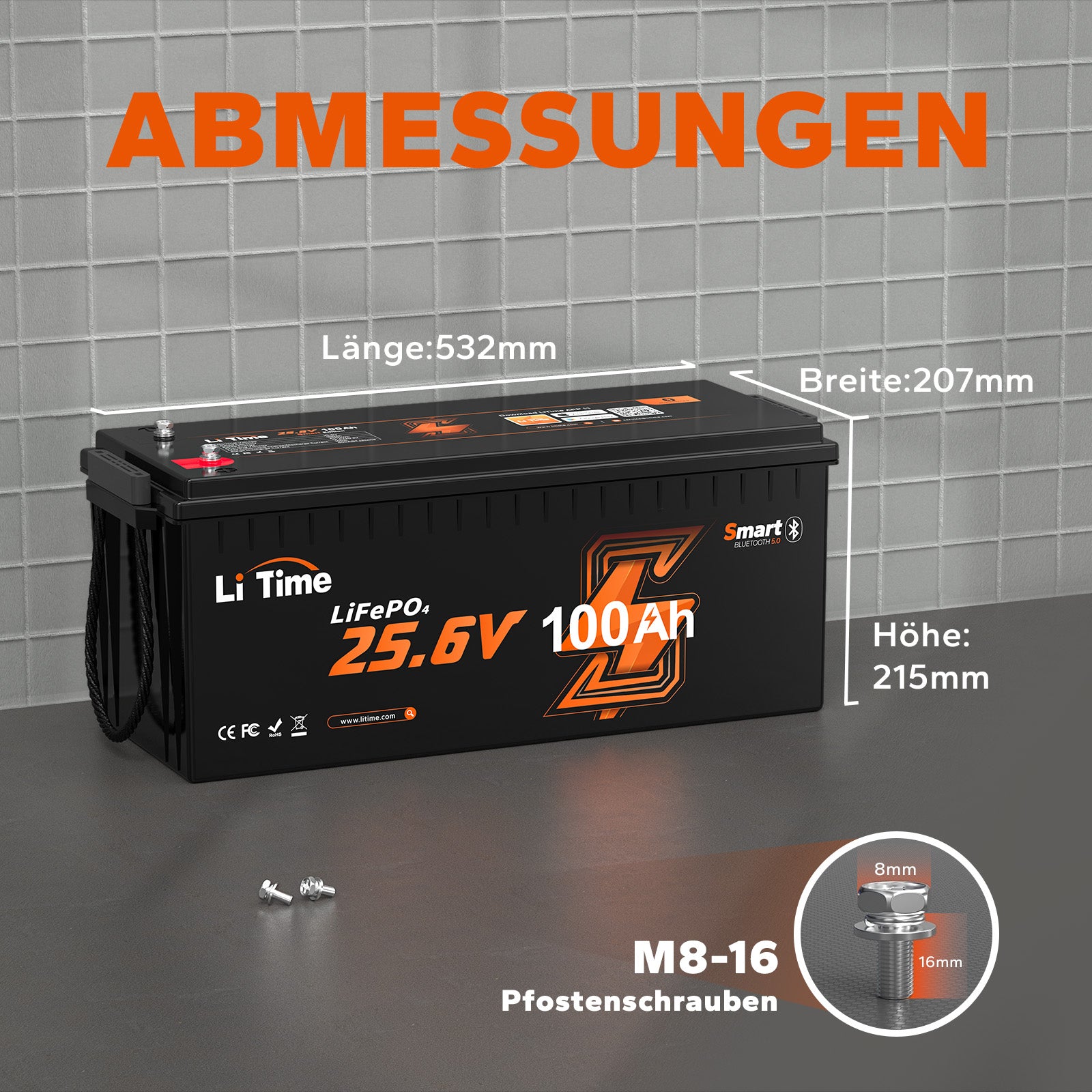⚡Early bird price: €599.99⚡LiTime 24V 100Ah LiFePO4 with Bluetooth and Smart BMS, low temperature protection